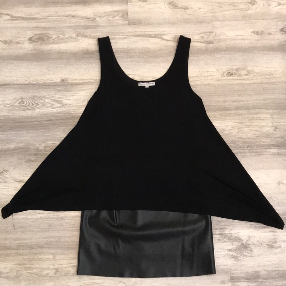 Lavender Brown black dress with leather bottom